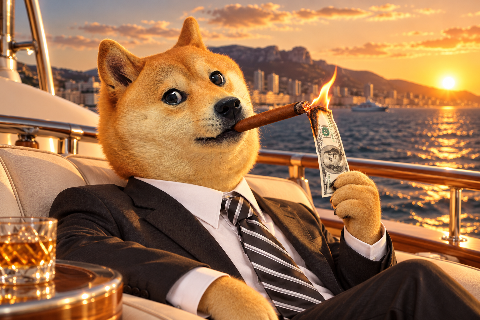 Inuvestor on a yacht at sunset
